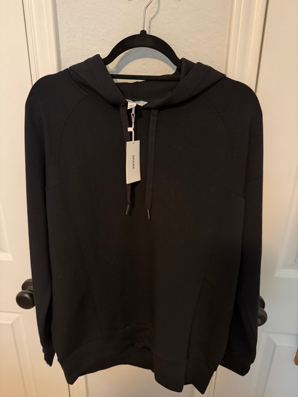SPANX Air Essentials Black Pullover Hoodie with Drawstrings